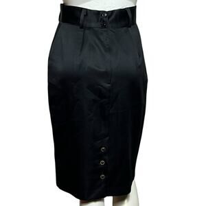 Vintage Ellen d Black Skirt with Button Detailing Size 9/10